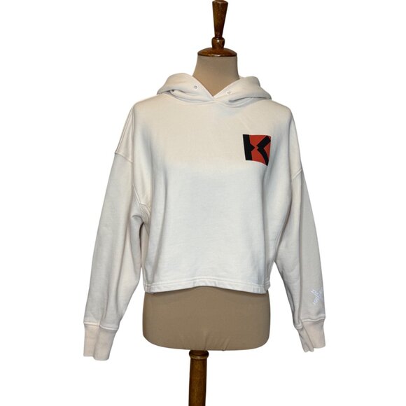 Kenzo Cream White Cropped Hoodie With Logo Medium - Picture 1 of 7